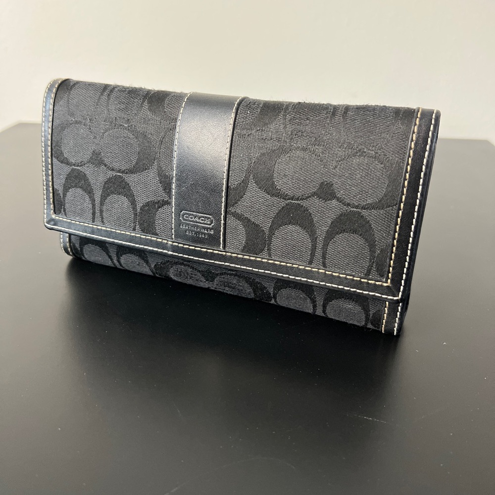 Black Coach Wallet with Checkbook Cover